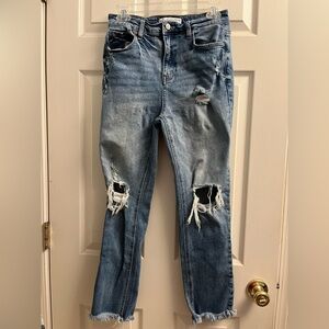 Kan Can for Maurice’s Casual Distressed Boyfriend Jeans in Blue Size 27 xs-s